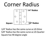 Radius Door Hinge Brushed Satin Nickel US15 - 3.5"x3.5" w 1/4"
