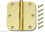 Radius Door Hinge Polished Bright Brass US3 - 3.5"x3.5" w 5/8"